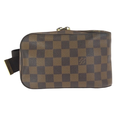 美品 LOUIS VUITTON ルイヴィトン ダミエ エベヌ ジェロニモス ブラウン ゴールド金具 PVC ボディバッグ バムバッグ ショルダーバッグ 601538 【中古】