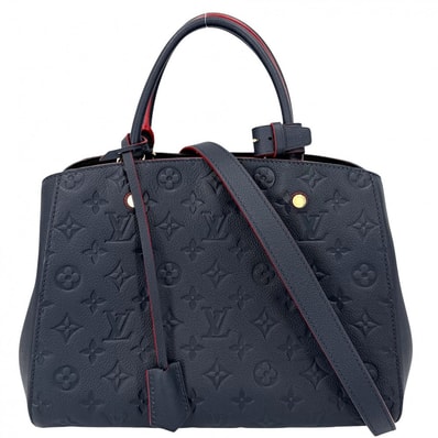 LOUIS VUITTON ルイヴィトン 2WAY 肩掛け 斜め掛け モノグラムアンプラント モンテーニュMM ショルダーバッグ ハンドバッグ ネイビー 紺 M42746 マリーヌルージュ ゴールド金具 レディース【中古品】