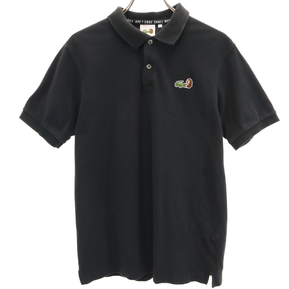 LACOSTE L!VE ラコステライブ A BATHING APE アベイシングエイプ コラボ 半袖 ポロシャツ 2 ブラック