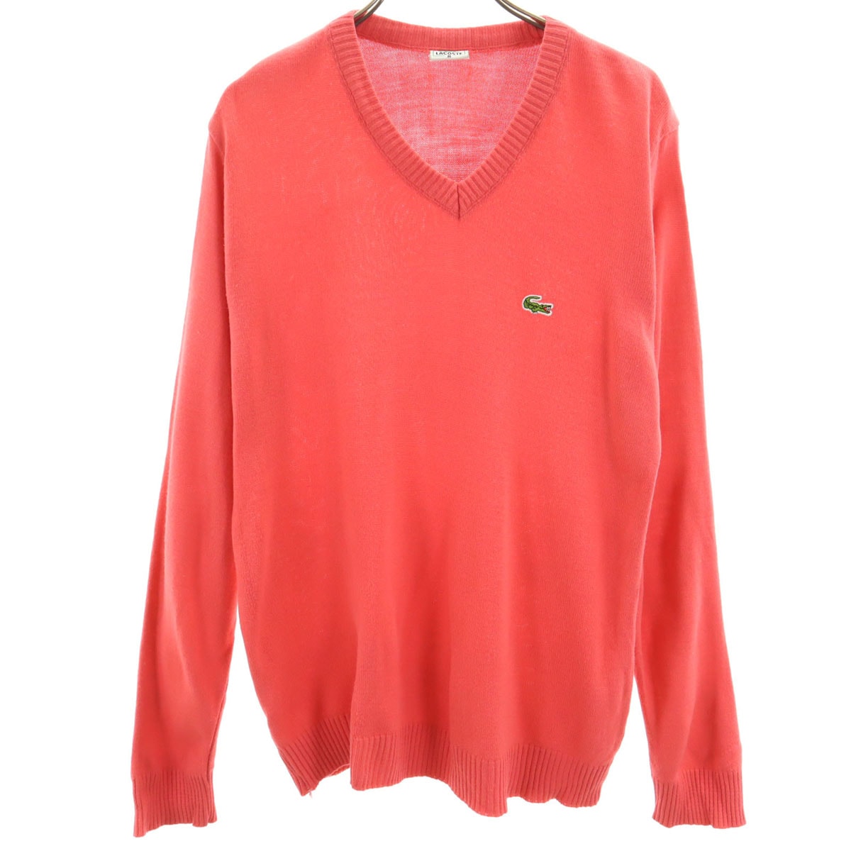 LACOSTE ラコステ 長袖 Vネック ニット M ピンク系