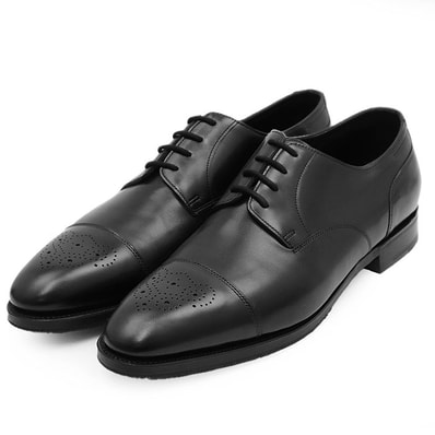 【新品同様】John Lobb ジョンロブ ダービーシューズ メンズ 8E WREN レン vibramソール 7000ラスト サルトレカミエ × ナカダラスト レザー パンチドキャップトゥ ストレートチップ メダリオン ブローグ 付属有 黒 イギリス製