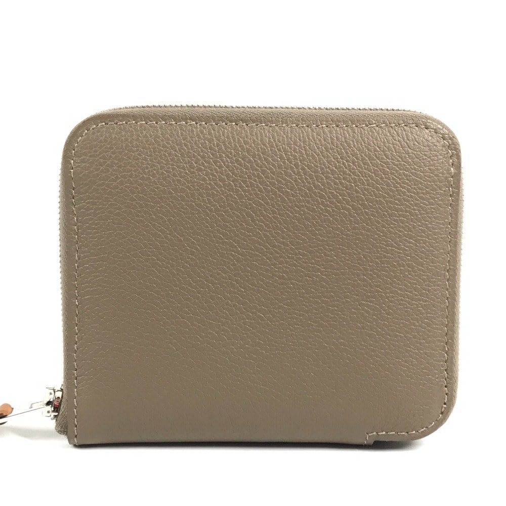 エルメス HERMES アザップコンパクト シルクイン ラウンドファスナー 2つ折り財布 コンパクトウォレット 小銭入れ コインケース エヴァーカラー W刻 エトゥープ グレー 未使用