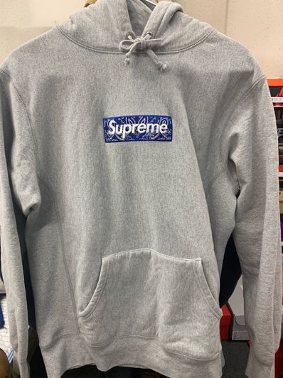 Supreme Bandana Box Logo Hooded Sweatshirt "Grey"