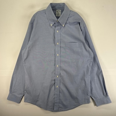 古着 ブルックスブラザーズ Brooks Brothers 長袖シャツ ボタンダウン M 水色系 無地 メンズ