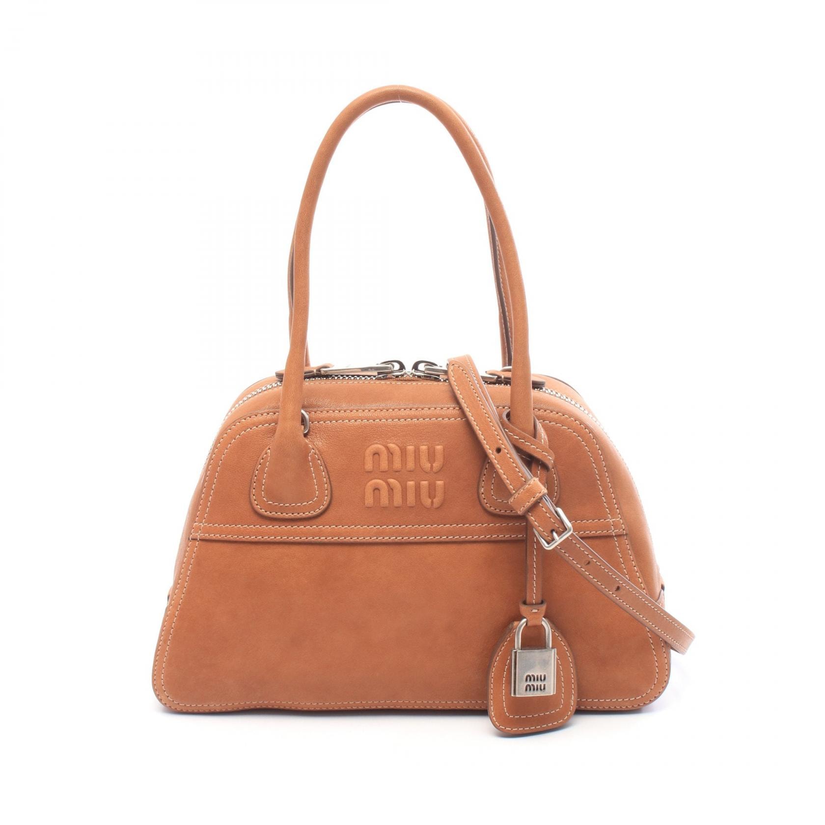 ミュウ ミュウ Miu Miu ヴィヴァン スモール 2WAY ハンドバッグ バッグ スウェード レディース ブラウン系 5BB2002BBLF098L 【新品】
