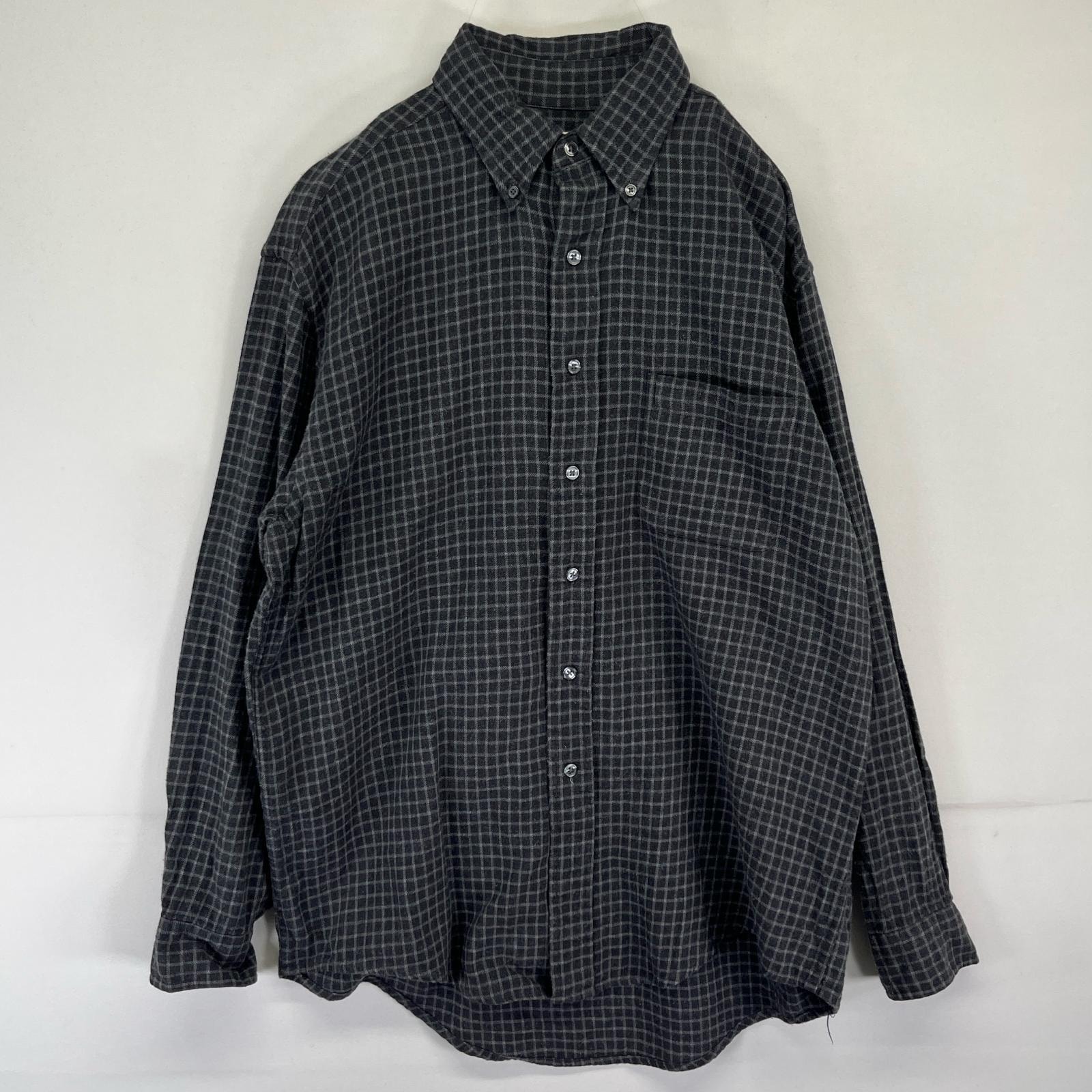 古着 ブルックスブラザーズ Brooks Brothers 長袖シャツ ボタンダウン ネルシャツ 胸ポケット チェック柄 M ブラック系 メンズ