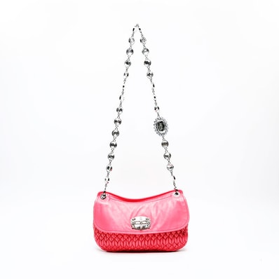 ミュウ ミュウ Miu Miu ナッパレザー マテラッセ クリスタル ショルダーバッグ【中古】