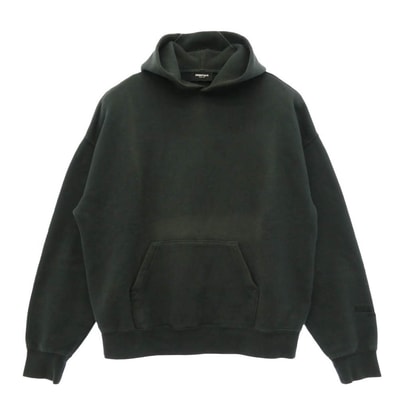 FEAR OF GOD フィアオブゴッド ESSENTIALS バックロゴ プルオーバー パーカー フーディー ブラック系 M【中古】