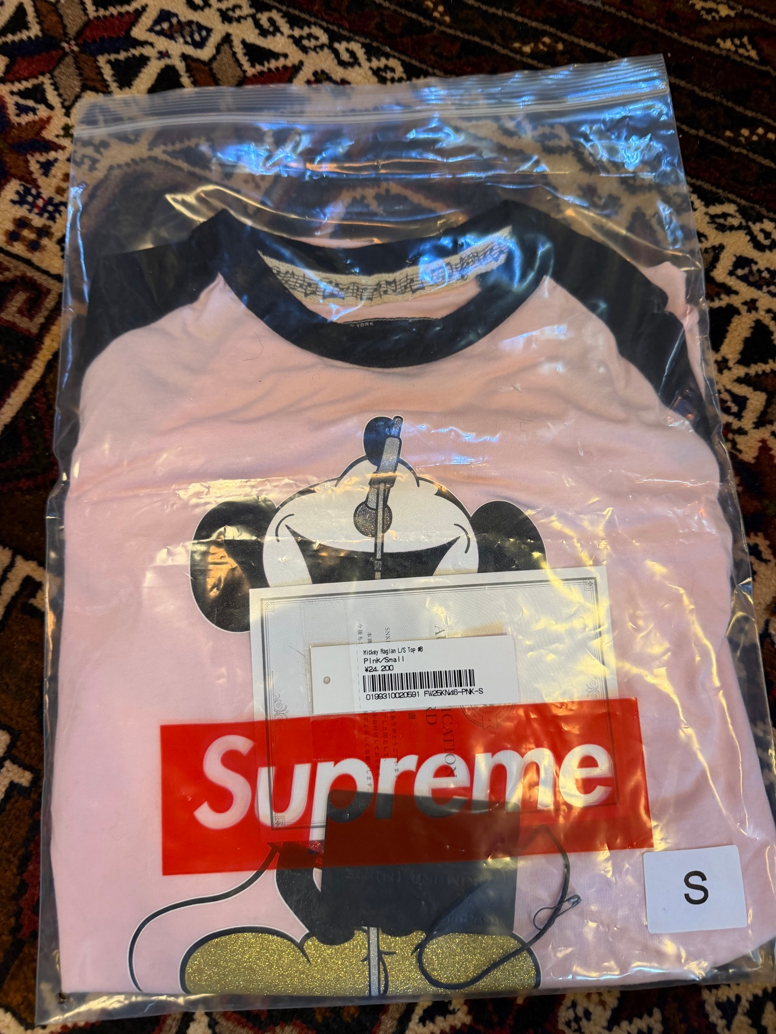 Supreme x Number (N)ine x Mickey Mouse Raglan L/S Top "Pink"