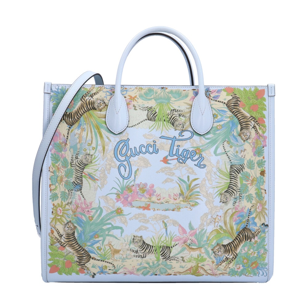 グッチ タイガーミディアムトートバッグ トートバッグ レザー 687827 525040 マルチカラー レディース GUCCI  中古