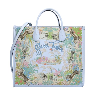 グッチ タイガーミディアムトートバッグ トートバッグ レザー 687827 525040 マルチカラー レディース GUCCI 中古