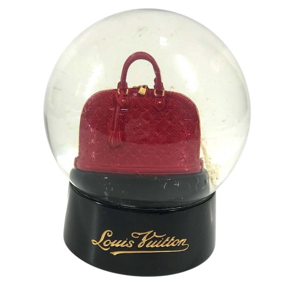 ルイヴィトン LOUIS VUITTON モノグラム アルマ 不明 ノベルティ 非売品 スノードーム オブジェ ガラス レッド