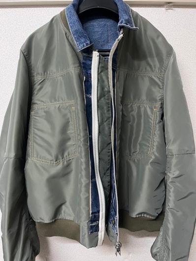 sacai x LEVI'S Men's Denim x Nylon Twill Reversible Blouson "Blue/Khaki" 25-03707M