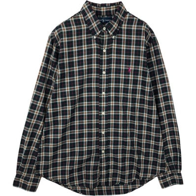 古着 ラルフローレン Ralph Lauren CUSTOM FIT 長袖 ボタンダウンチェックシャツ メンズL相当/eaa643874