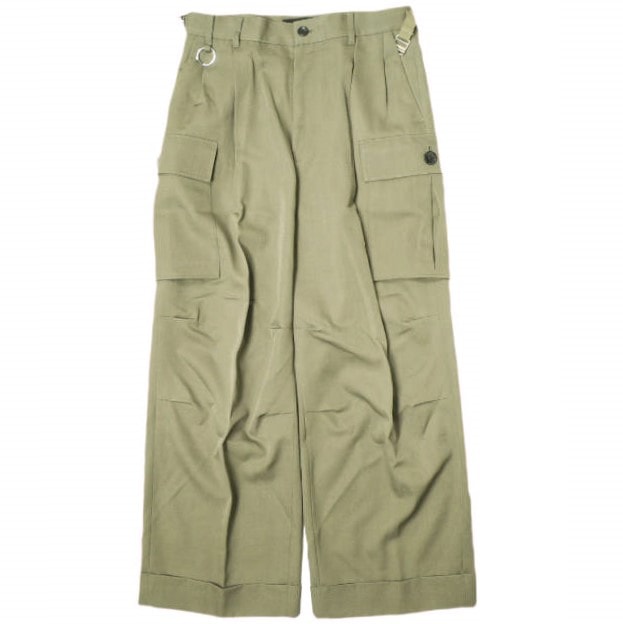 th products ティーエイチプロダクツ 20AW 日本製 CARGO PANTS ウールギャバジン カーゴパンツ 2002-P08-M202 46 KHAKI 2タック ワイドストレート スラックス ボトムス g18501