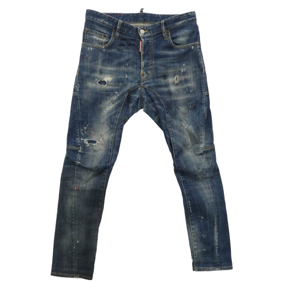 DSQUARED2 ディースクエアード 19AW S74LB0594 HONEY BABY WASH TIDY BIKER JEAN ダメージ 加工 デニム パンツ インディゴブルー系 44【中古】