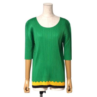 ■美品■PLEATS PLEASE ISSEY MIYAKE プリーツプリーズ イッセイミヤケ カットソー サイズ3 プリーツ トップス 五分袖 ブランド古着【中古】20250317/RA3730