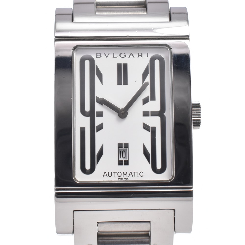 ブルガリ BVLGARI RT45S レッタンゴロ ホワイト 自動巻き メンズ 良品 腕時計 O#150124
