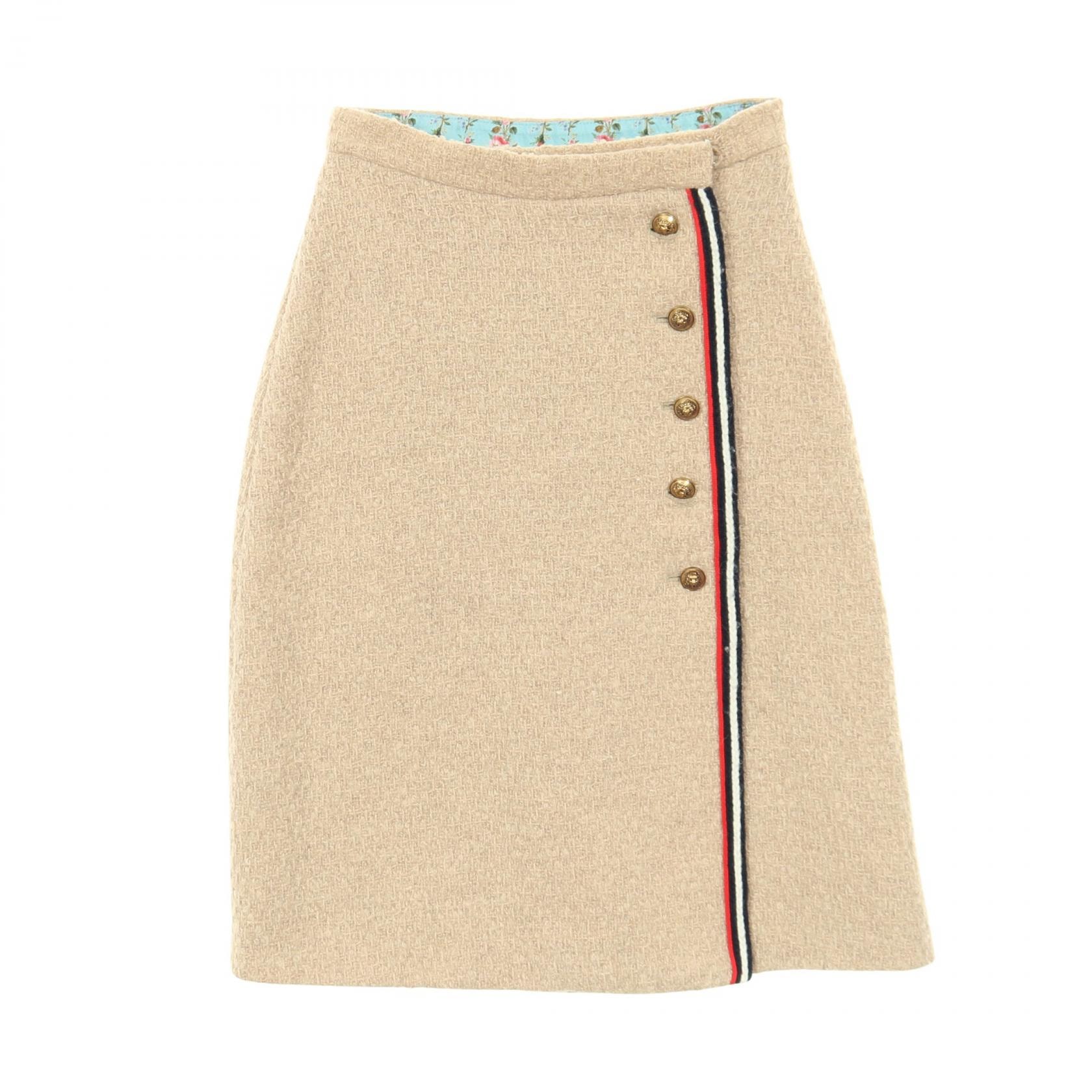 グッチ GUCCI シェリーライン ツイード スカート 衣料品 ボトムス ウール レディース ベージュ系 【中古】
