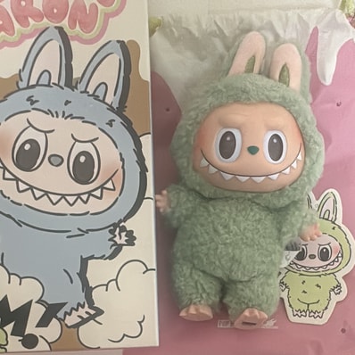 POP MART THE MONSTERS (LABUBU) Exciting Macaron Plush Series GREEN GRAPE