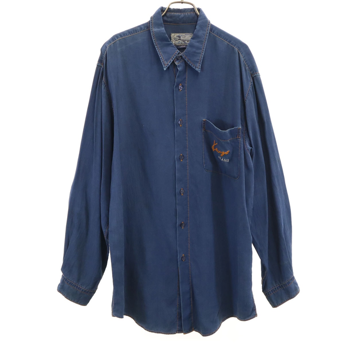 KENZO JEANS ケンゾージーンズ 90s 日本製 オールド 長袖 シャンブレーシャツ L ブルー