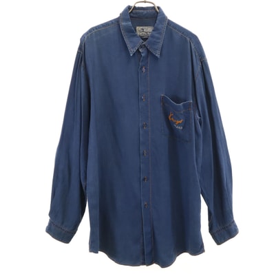 KENZO JEANS ケンゾージーンズ 90s 日本製 オールド 長袖 シャンブレーシャツ L ブルー
