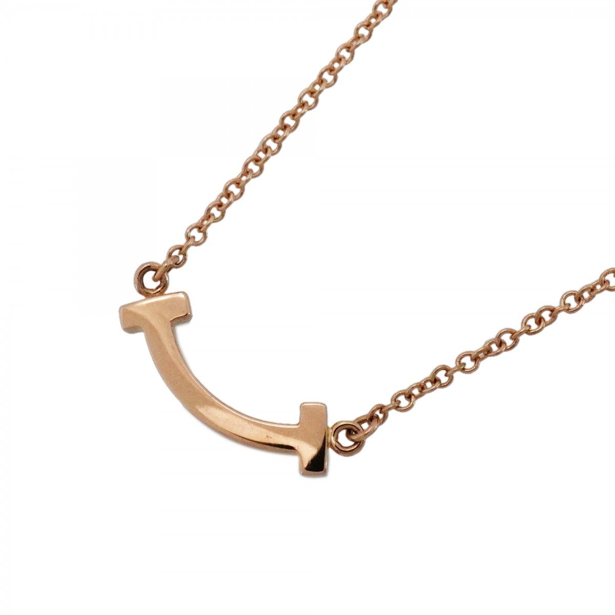 【6jdb0397】ティファニー ネックレス Tスマイル ミニ K18PG ピンクゴールド【中古】レディース