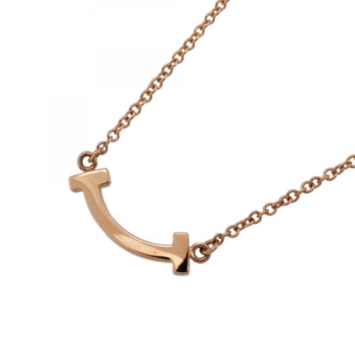 【6jdb0397】ティファニー ネックレス Tスマイル ミニ K18PG ピンクゴールド【中古】レディース