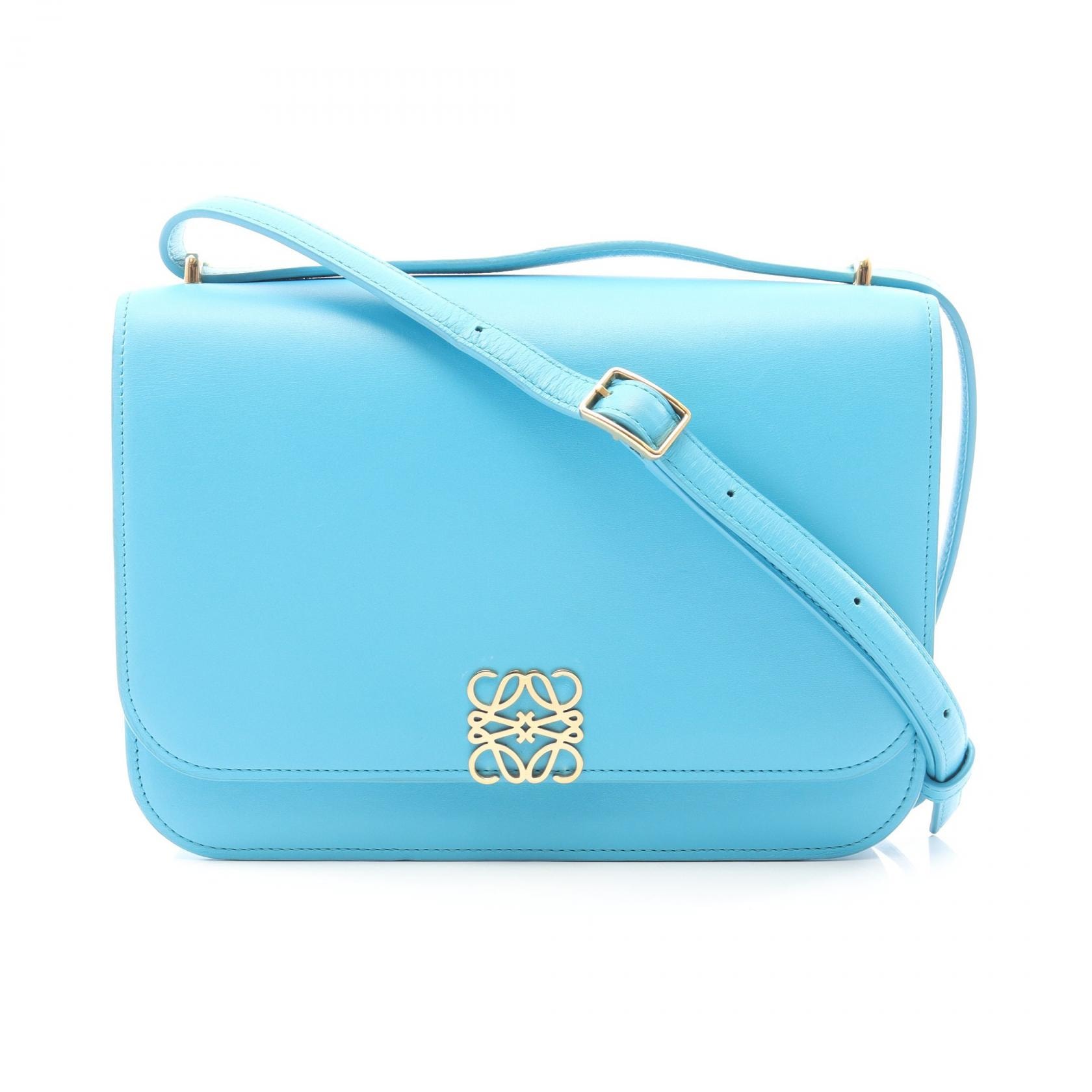 ロエベ LOEWE ゴヤ ミディアム ショルダーバッグ バッグ レザー レディース ブルー系 【中古】