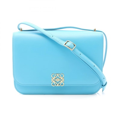 ロエベ LOEWE ゴヤ ミディアム ショルダーバッグ バッグ レザー レディース ブルー系 【中古】