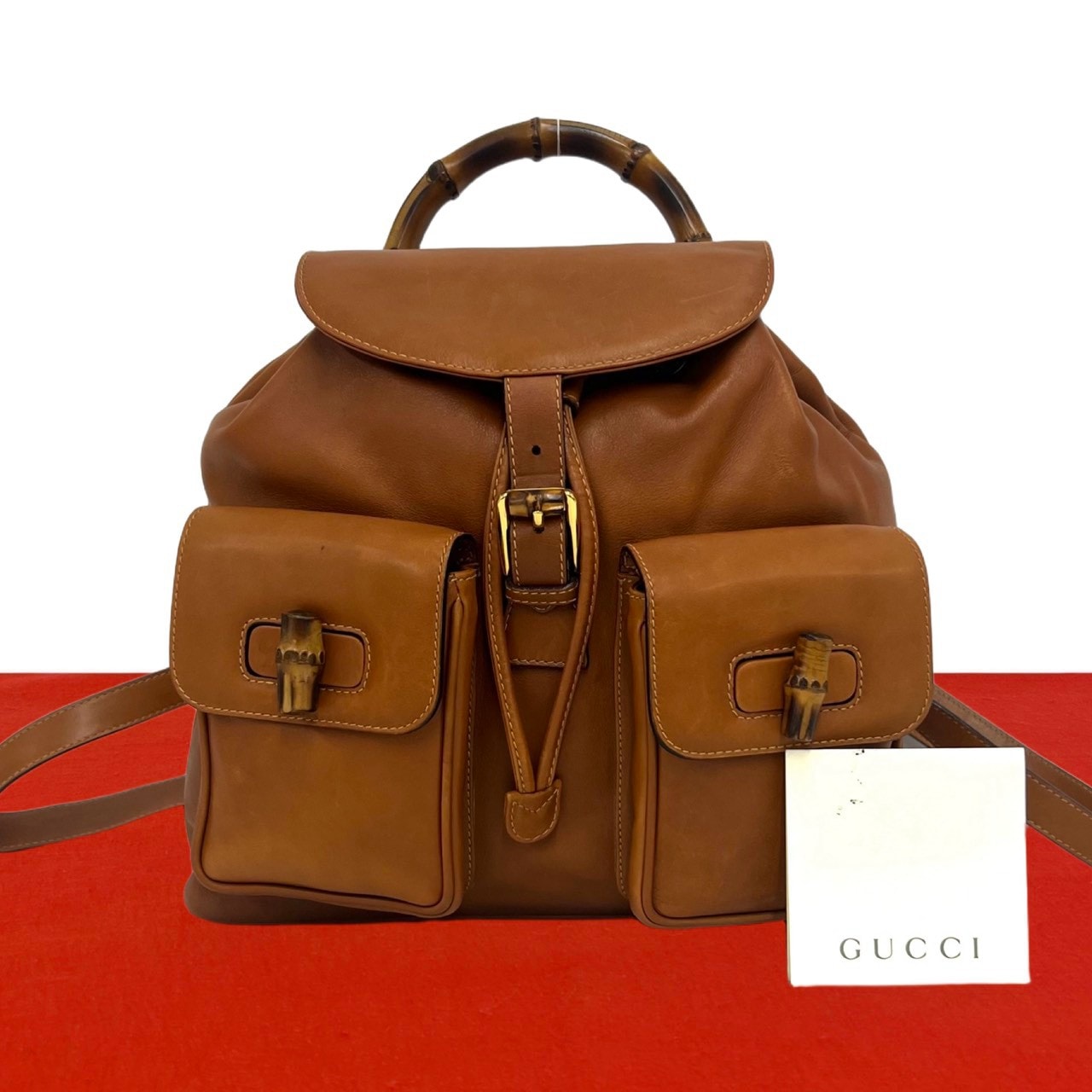 GUCCI グッチ バンブー レザー リュックサック ブラウン
64936