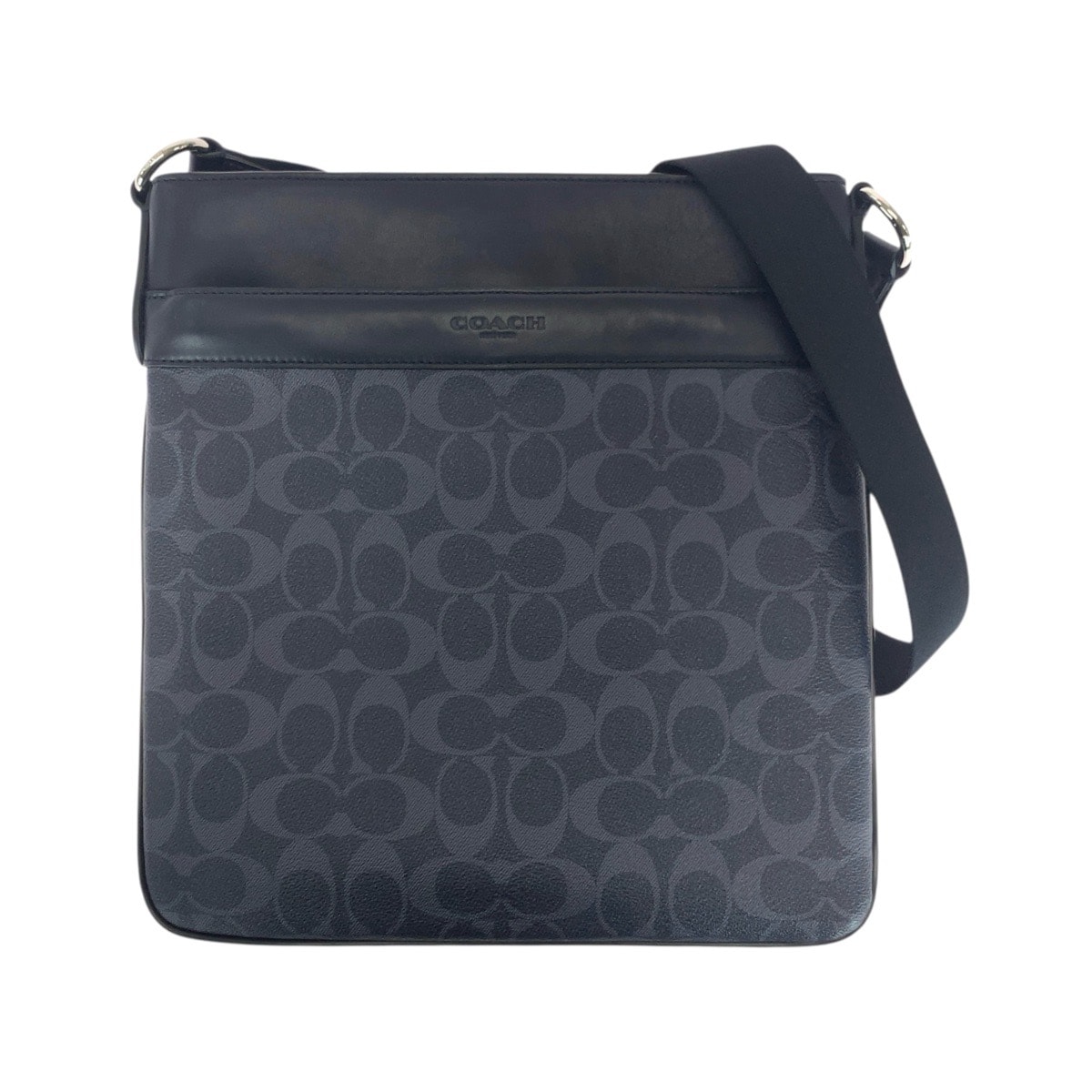 美品 COACH コーチ シグネチャー ゴッサム ネイビー PVC ショルダーバッグ ポシェット 506206 【中古】