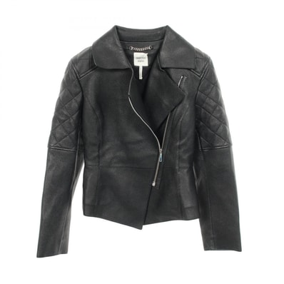 エルメス HERMES ライダースジャケット 衣料品 アウター レザー ディアスキン レディース ブラック系 【中古】