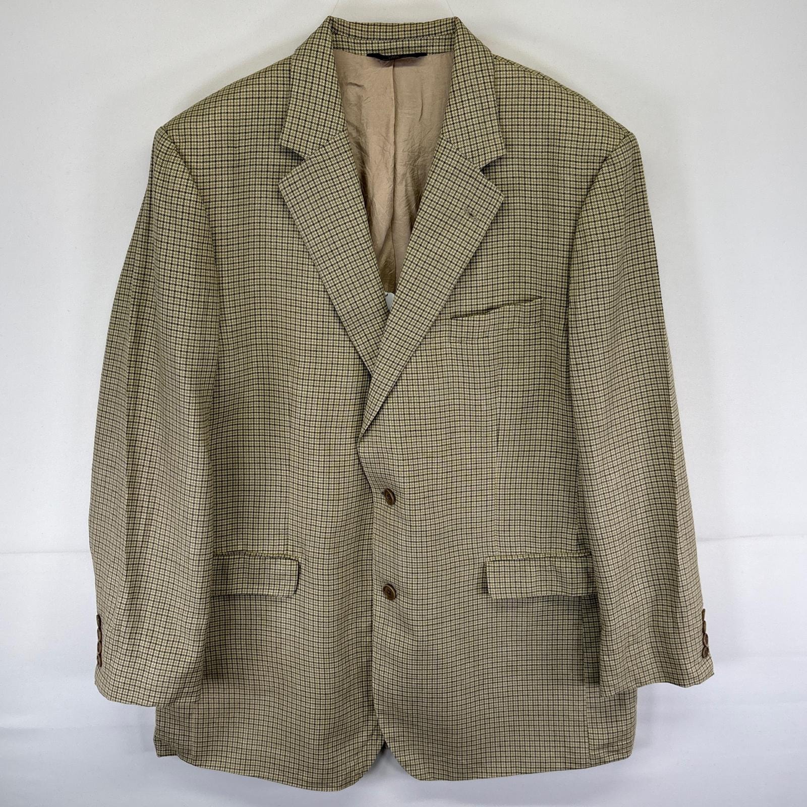 古着 ブルックスブラザーズ Brooks Brothers テーラードジャケット ブレザー スーツ ウール チェック シルク リネン 44LG  ベージュ系 メンズ