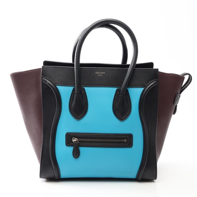 セリーヌ CELINE ラゲージ ミニショッパー ハンドバッグ バッグ レザー レディース ブラック系 / ブルー系 / ブラウン系 【中古】