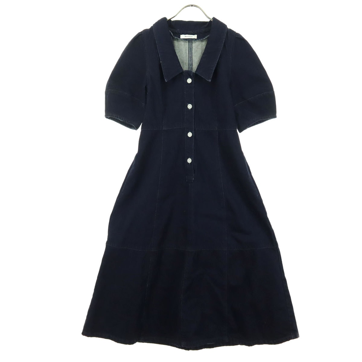 美品 MOUSSY マウジー 半袖 デニム ロングワンピース 1 ブルー