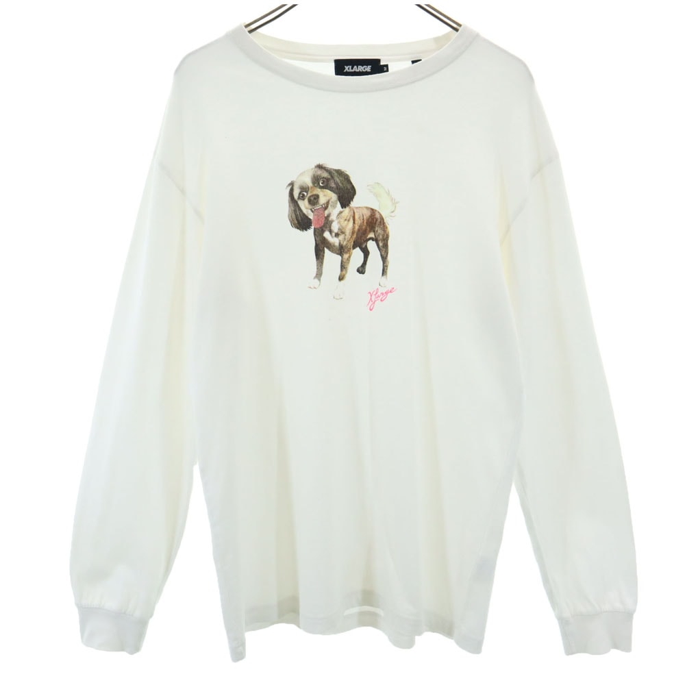 XLARGE エクストララージ プリント 長袖 Tシャツ M ホワイト ロンT