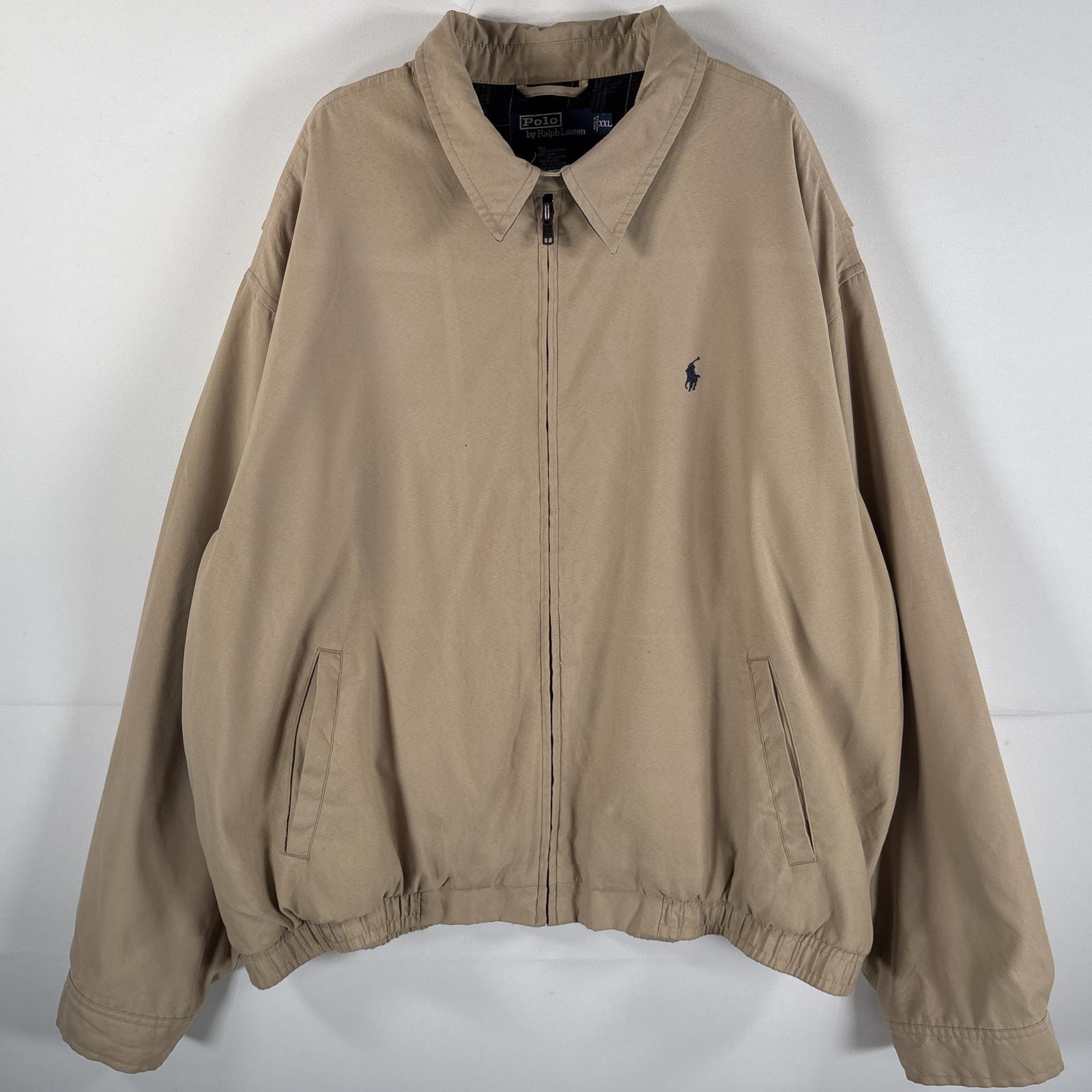 古着 90's/90年代 ポロバイラルフローレン Polo by Ralph Lauren スウィングトップジャケット 大きいサイズ ワンポイント 14041  ベージュ メンズ