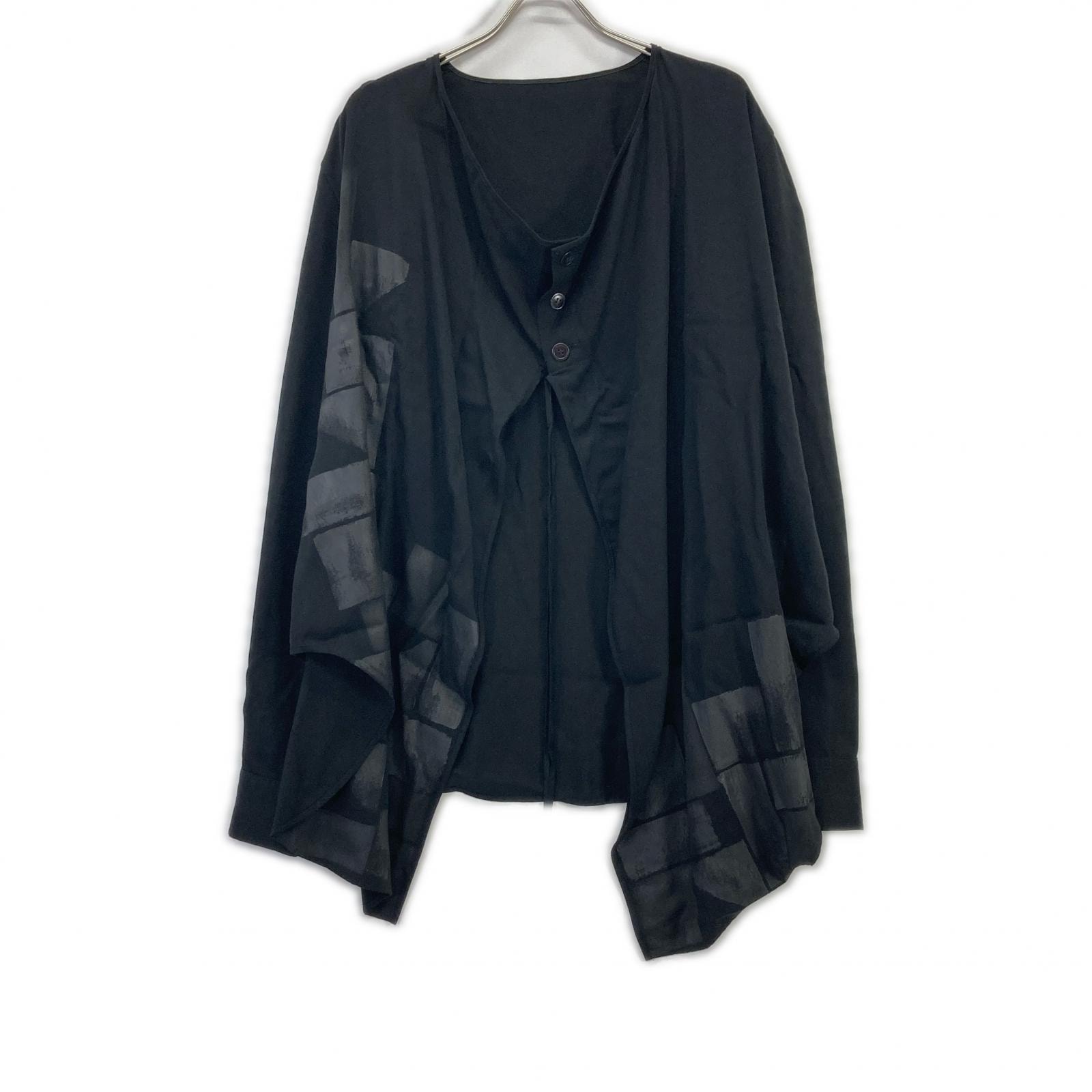 ヨウジヤマモト FH-B08-228 ブラック デザイン ロング ジャケット 1