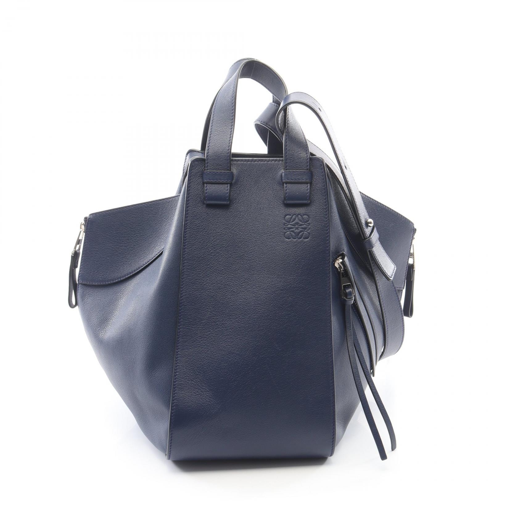 ロエベ LOEWE ハンモック ミディアム 2WAY ハンドバッグ バッグ レザー レディース ネイビー系 【中古】