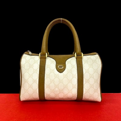 GUCCI グッチ GG ロゴ 柄 レザー PVC ハンドバッグ ホワイト
35723