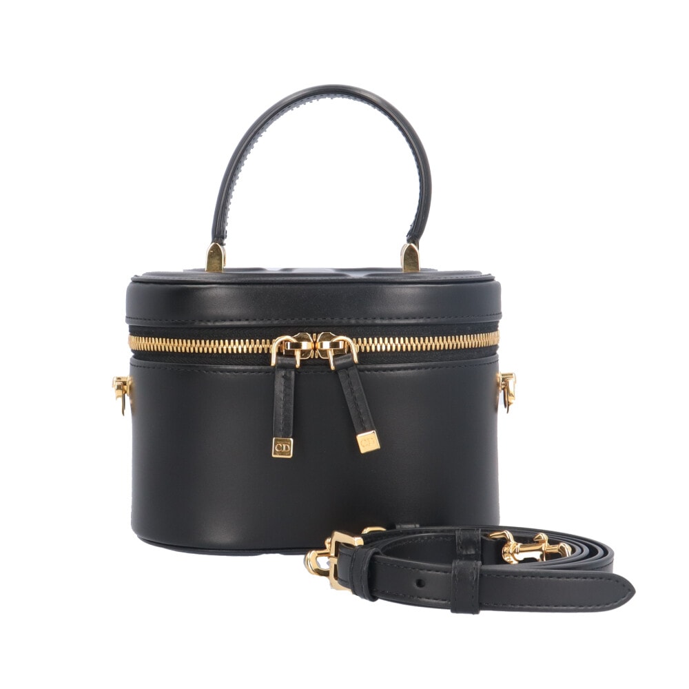 ディオール バニティ スモール DIOR シグネチャー ショルダーバッグ カーフ ブラック レディース Dior 中古