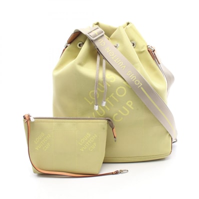 ルイ・ヴィトン LOUIS VUITTON ボランティア ショルダーバッグ バッグ ナイロン レザー ダミエ・ジェアン ライム メンズ レディース グリーン系 / グレー系 M80635 【中古】