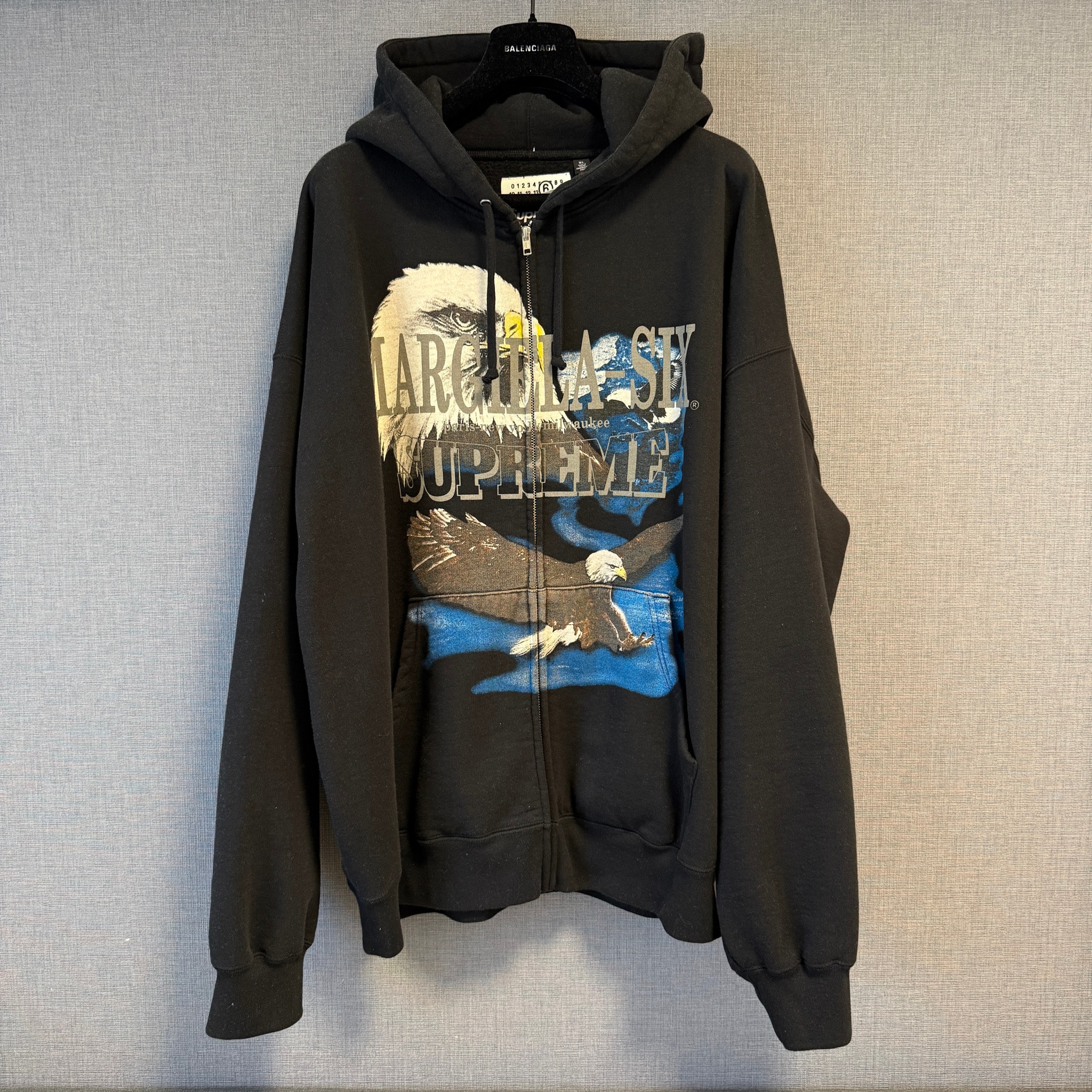 Supreme x MM6 Maison Margiela Eagle Zip Up Hooded Sweatshirt "Black"