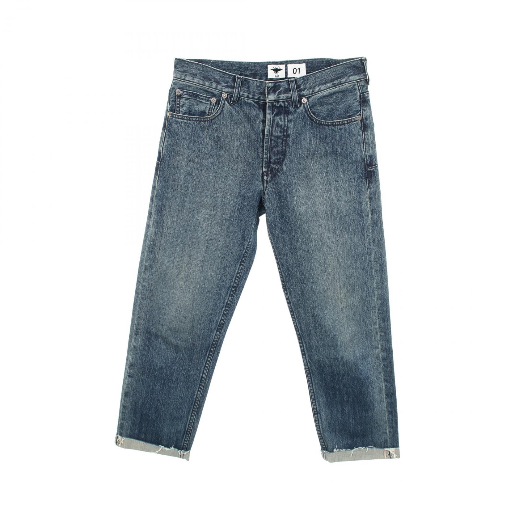 ディオール Dior カットオフ ボーイフレンドデニム ボタンフライ デニムパンツ 衣料品 ボトムス コットン レディース ネイビー系 912P01A3319 【中古】