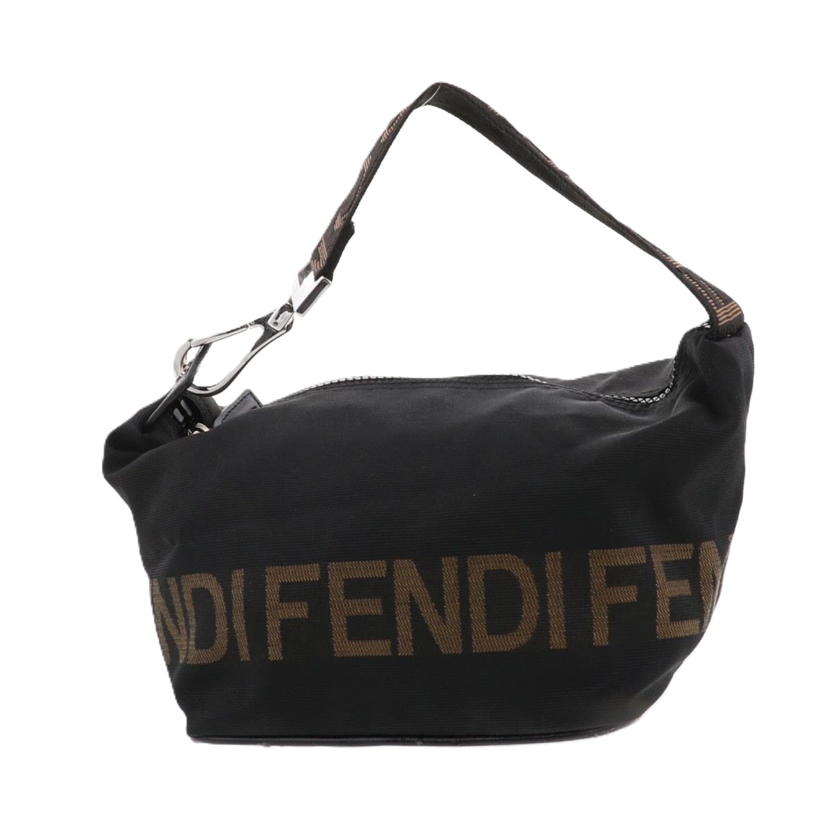 FENDI フェンディ キャンバス ポーチ ハンドバッグ ブラック  レディース【中古】