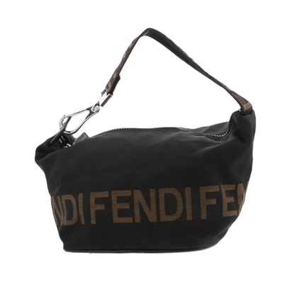 FENDI フェンディ キャンバス ポーチ ハンドバッグ ブラック レディース【中古】