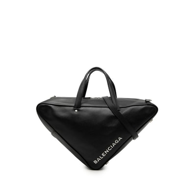 バレンシアガ トライアングルダッフルバッグ ハンドバッグ ショルダーバッグ 2WAY ブラック レザー レディース BALENCIAGA 【中古】
