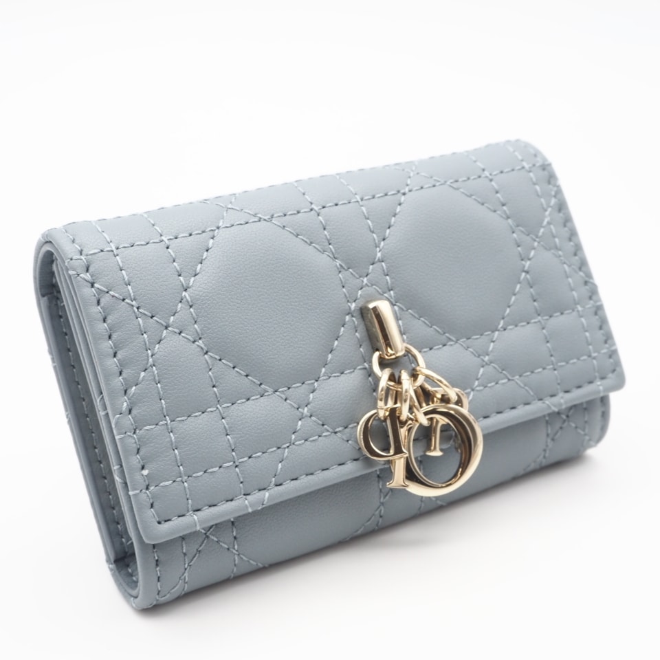 未使用 Christian Dior クリスチャンディオール カナージュ ラムスキン 【日本限定】My Dior Aster キーケース S0983ONMJ_M81B キーケース ブルー ラムスキン レディース