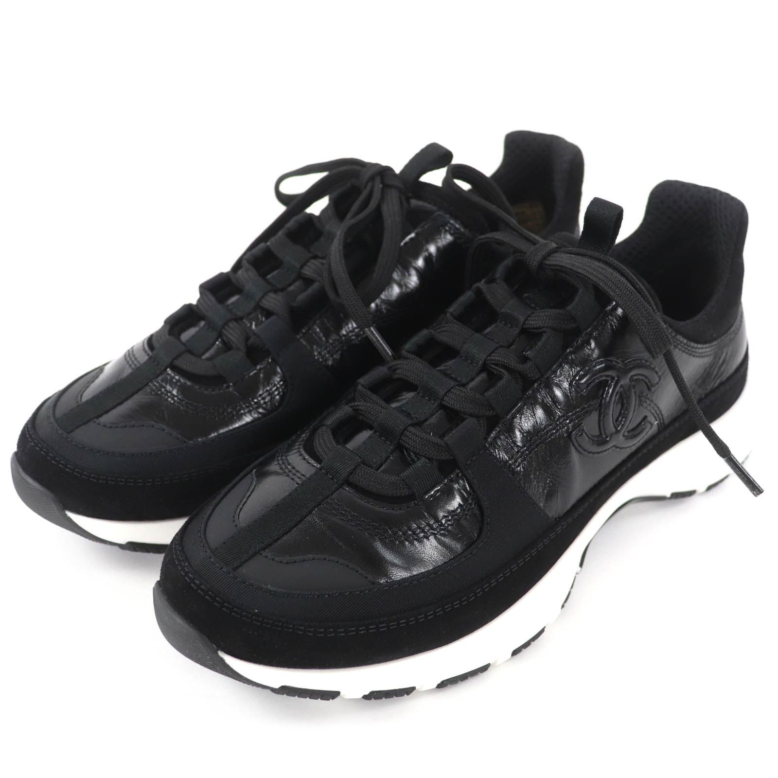 未使用品 シャネル ローカットスニーカー ブラック レディース 37 G46609